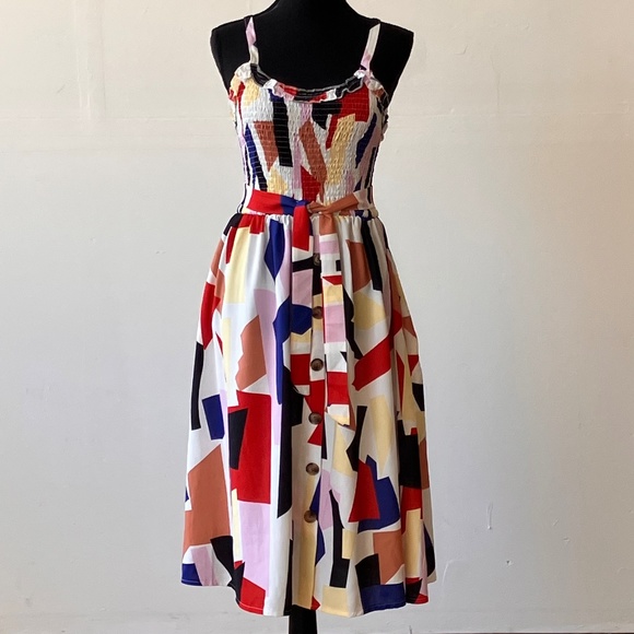 Dresses & Skirts - Multicolored adjustable strap midi dress